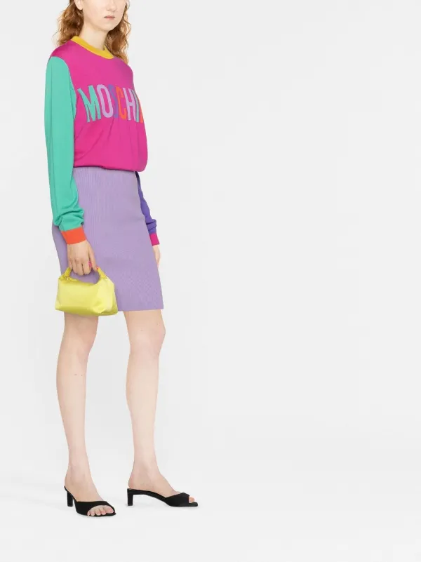 Moschino Intarsia Logo-knit Women Sweater Dress - Pink