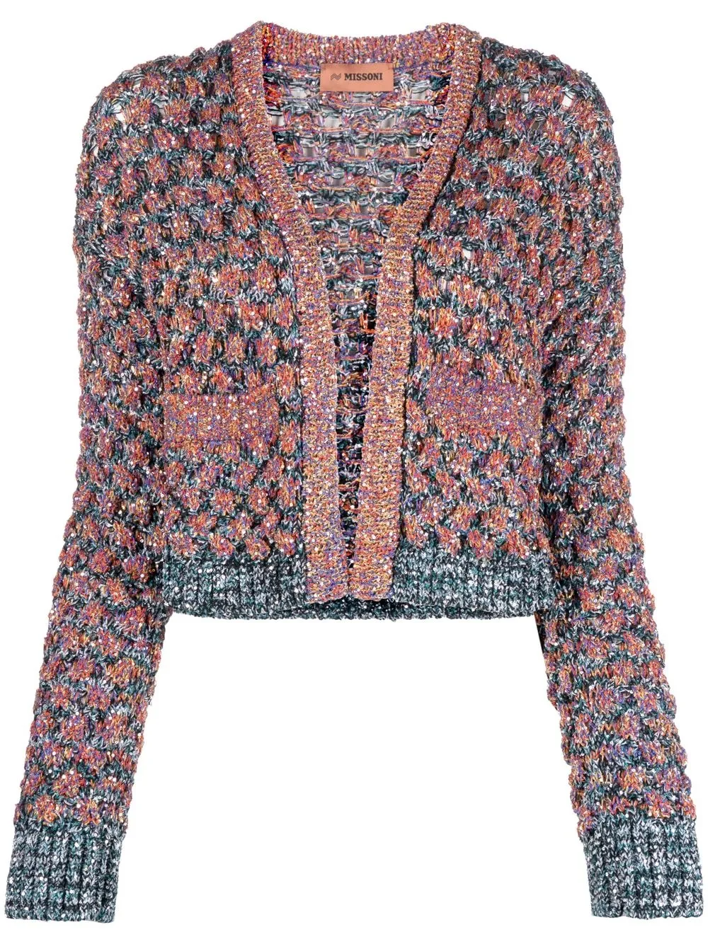 

Missoni cárdigan abierto con detalle de lentejuelas - Naranja