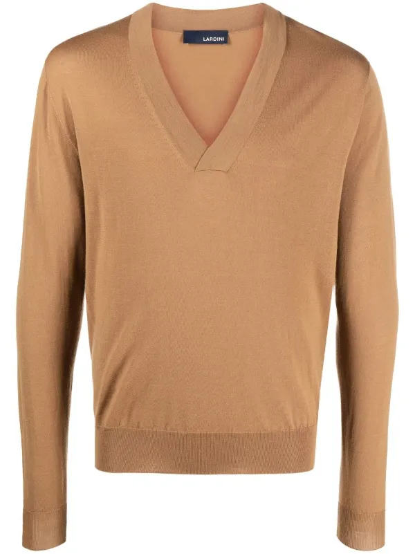 brown v neck jumper mens