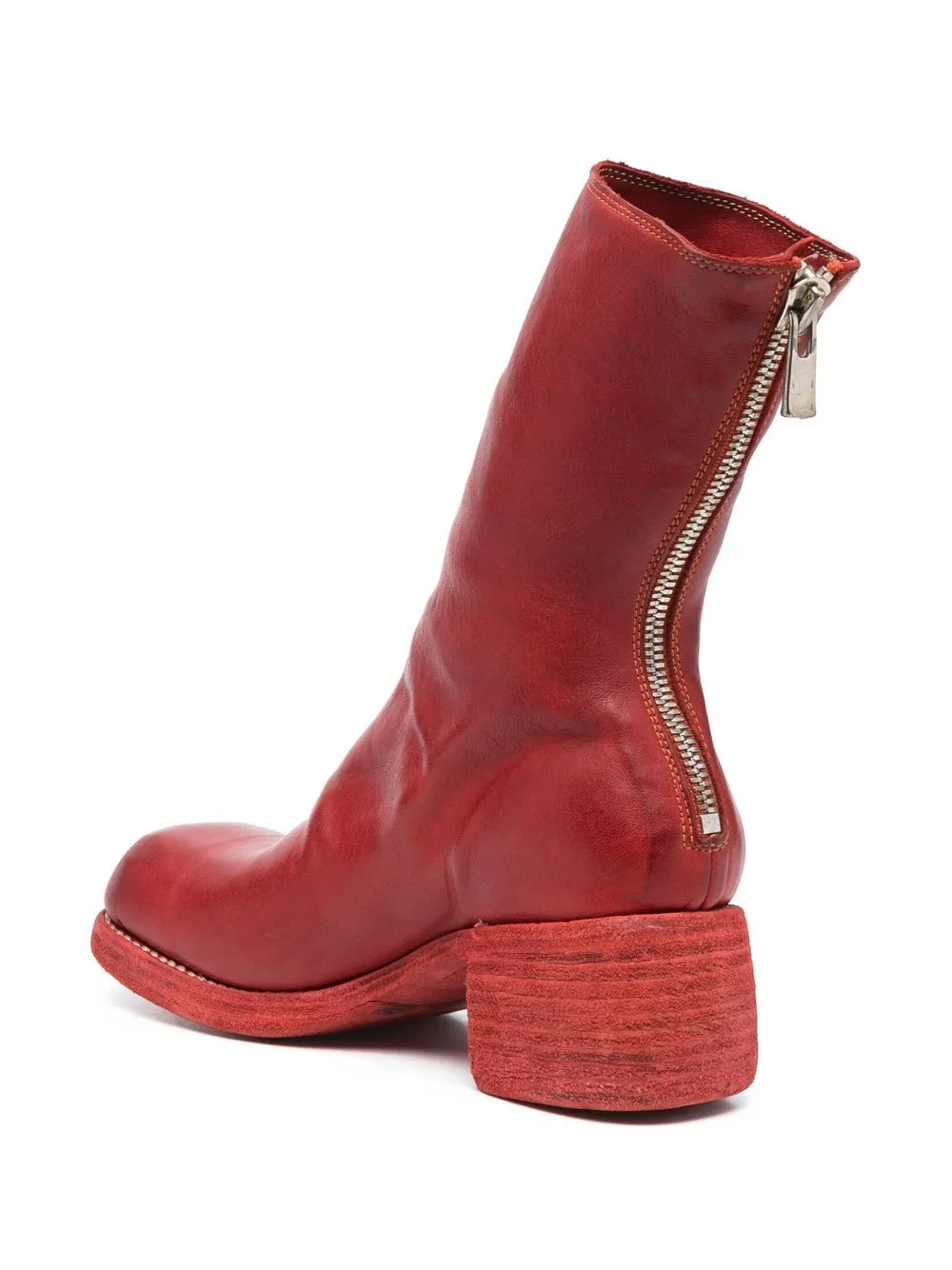  Guidi Rear-zip Leather Boots - Red 