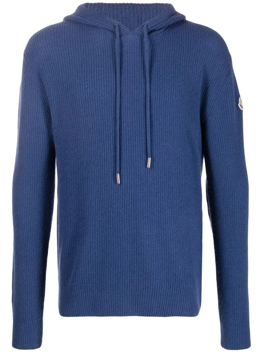 

Moncler ribbed-knit drawstring hoodie - Blue