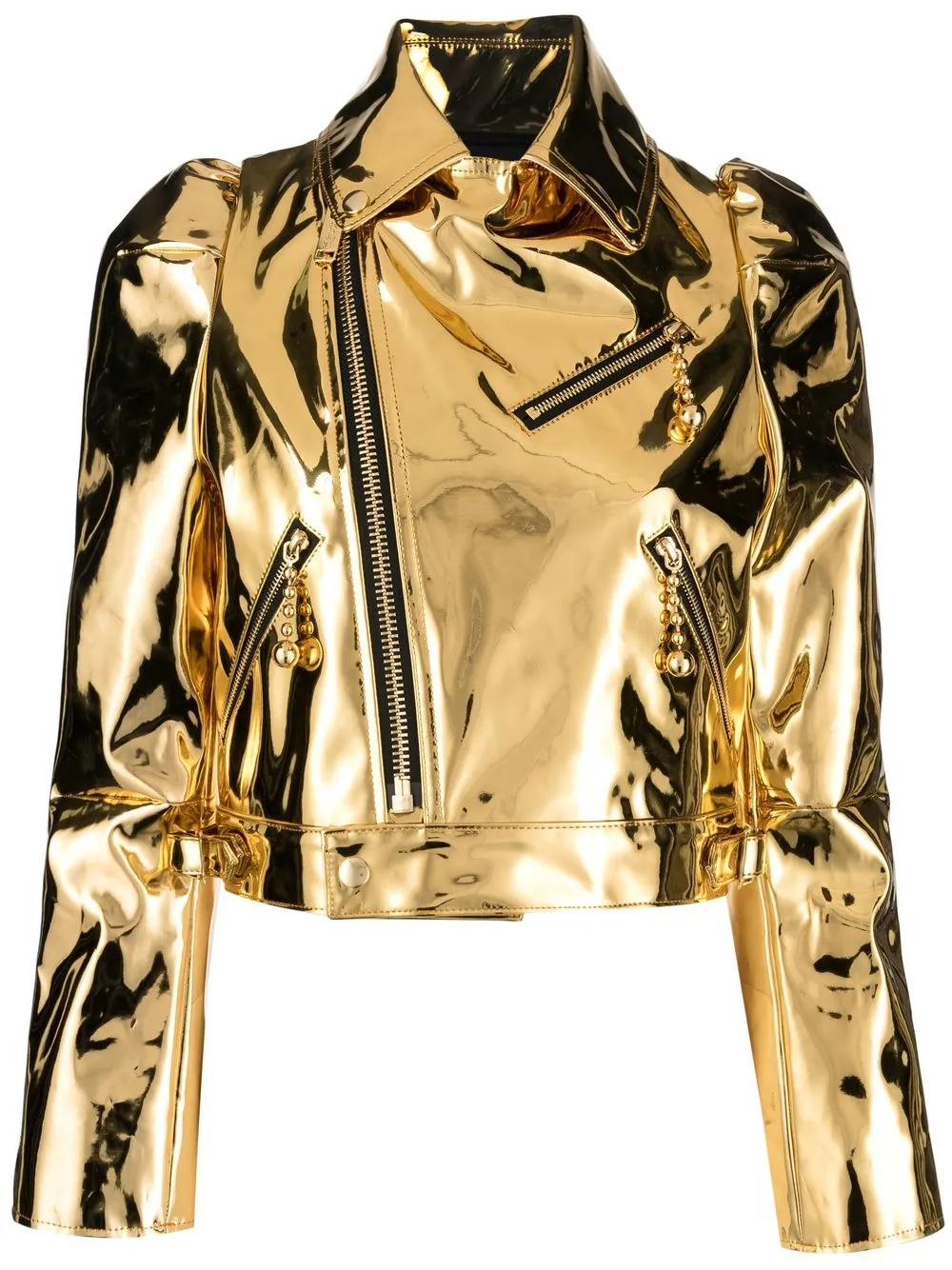 

Undercover metallic cropped biker jacket - Gold