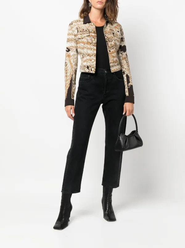 John Galliano Pre-Owned 1990s Woven Print Cropped Jacket