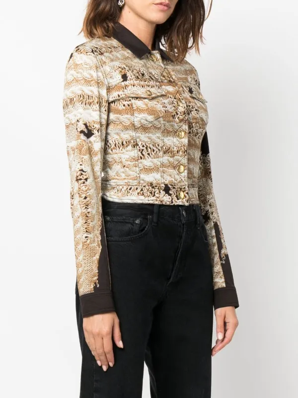 John Galliano Pre-Owned 1990s Woven Print Cropped Jacket