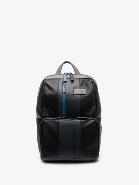 PIQUADRO sac à dos en cuir à logo brodé 