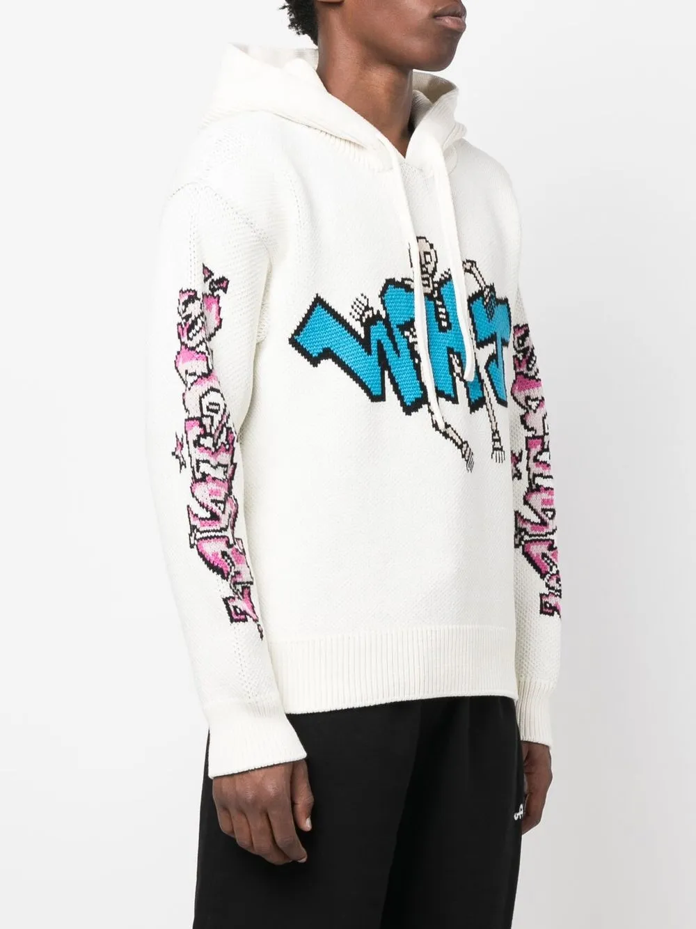 graffiti detail knit hoodie