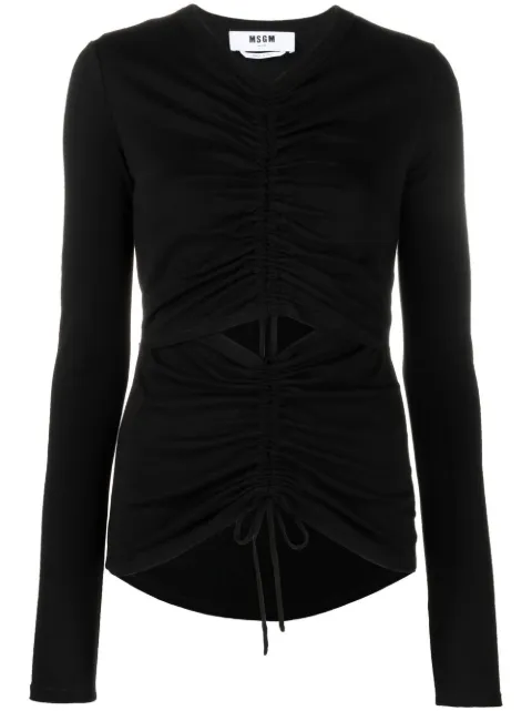 MSGM long-sleeve ruched T-shirt
