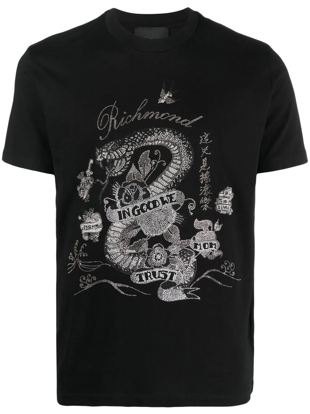 

John Richmond playera con logo estampado - Negro