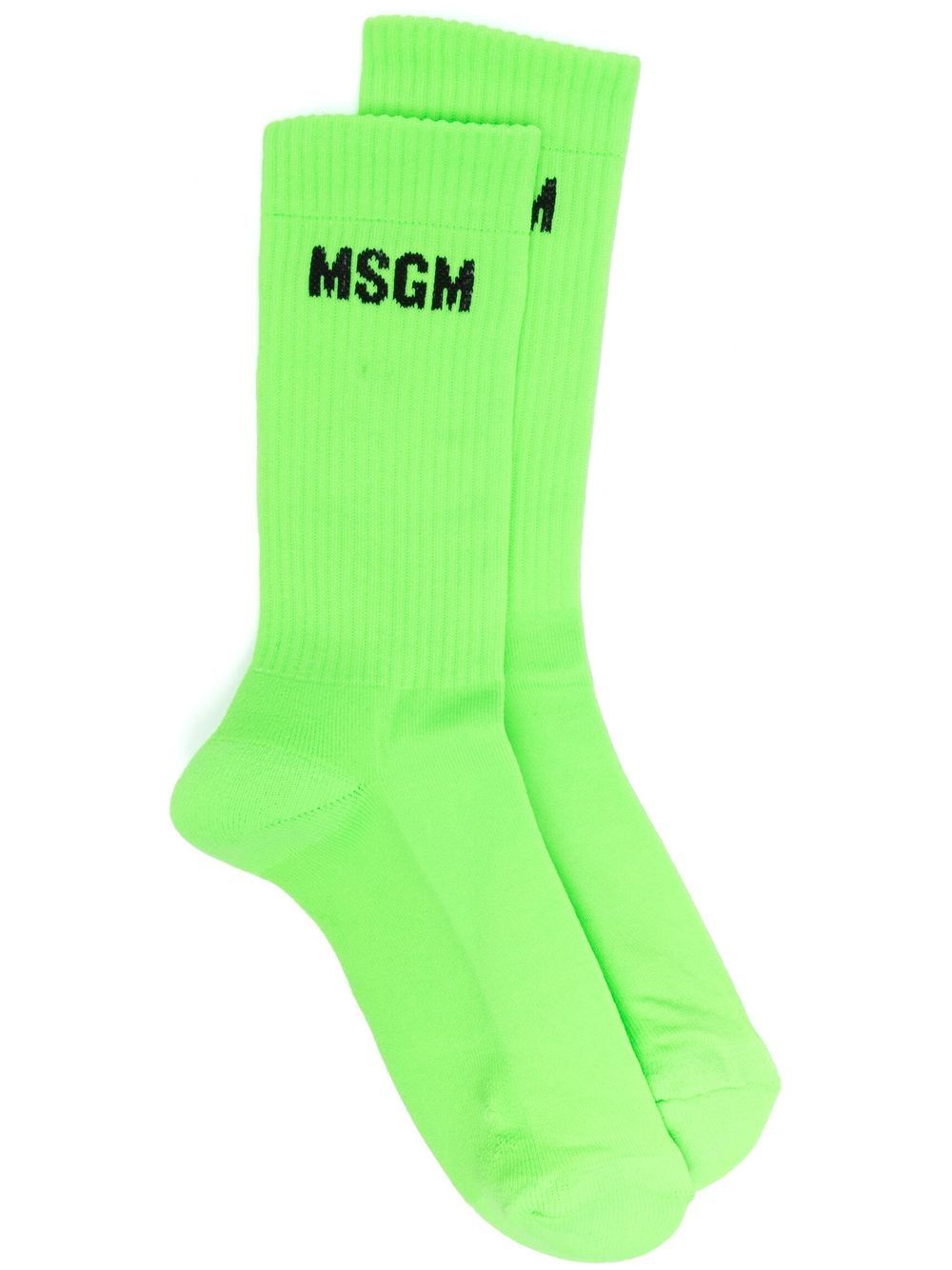 

MSGM embroidered-logo ribbed socks - Green