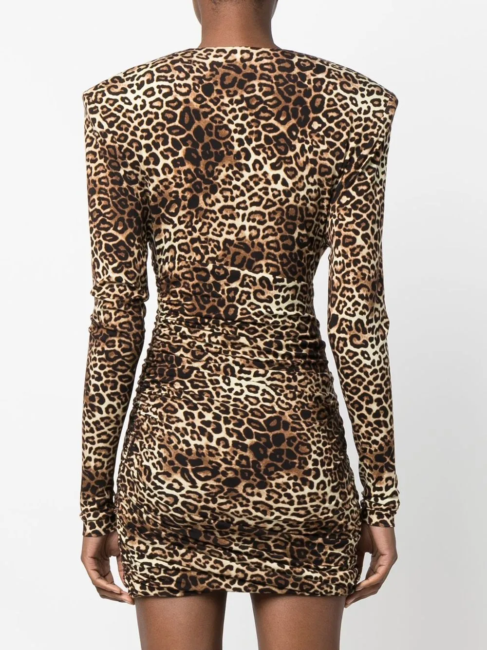 Alexandre Vauthier Ruched Leopard-print Stretch-jersey Mini Dress In Brown