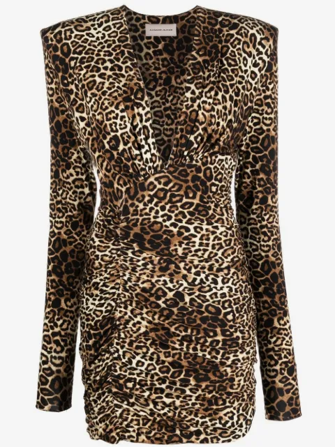 Alexandre Vauthier leopard-print V-neck mini dress