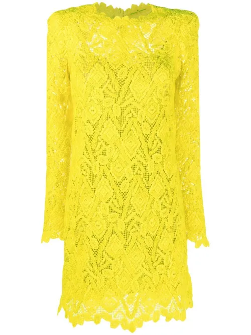 Robe-chemise courte à dentelle brodée - Ermanno Scervino - Modalova