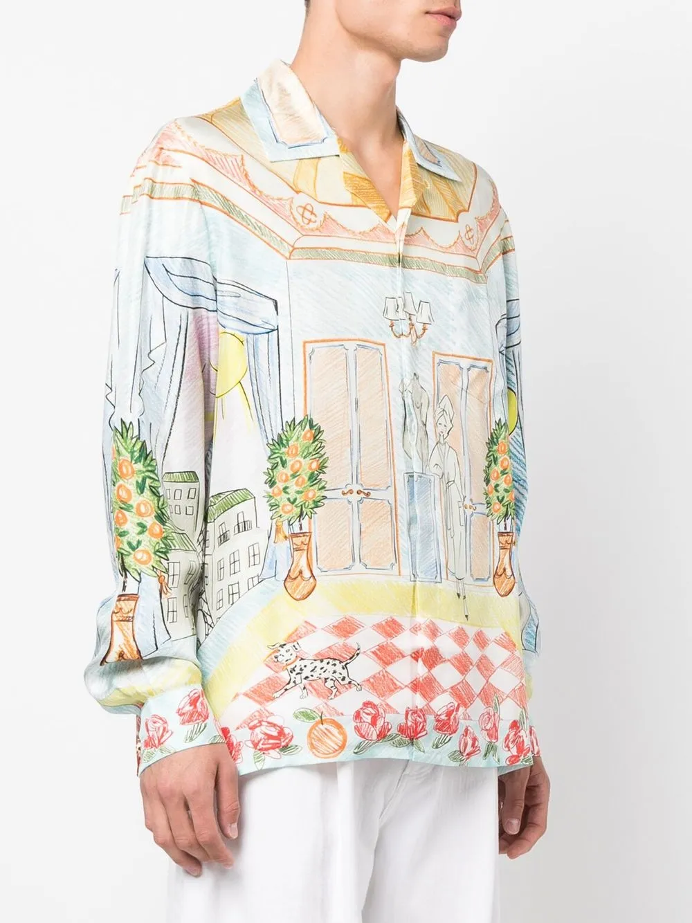  Casablanca Seidenhemd Mit Illustrations Print   Nude 