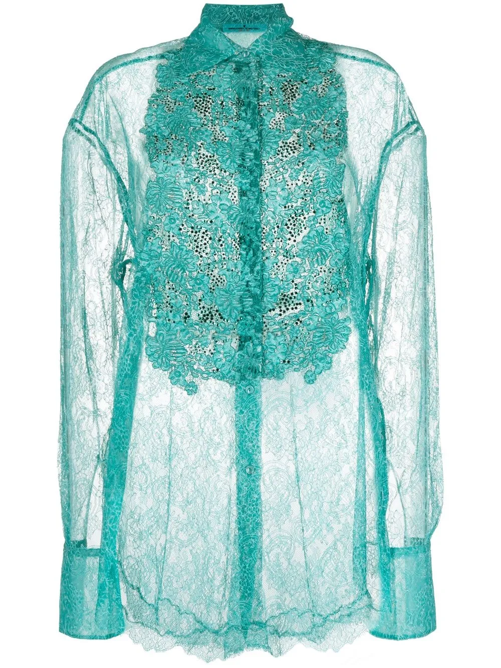 

Ermanno Scervino top con detalle de encaje - Azul