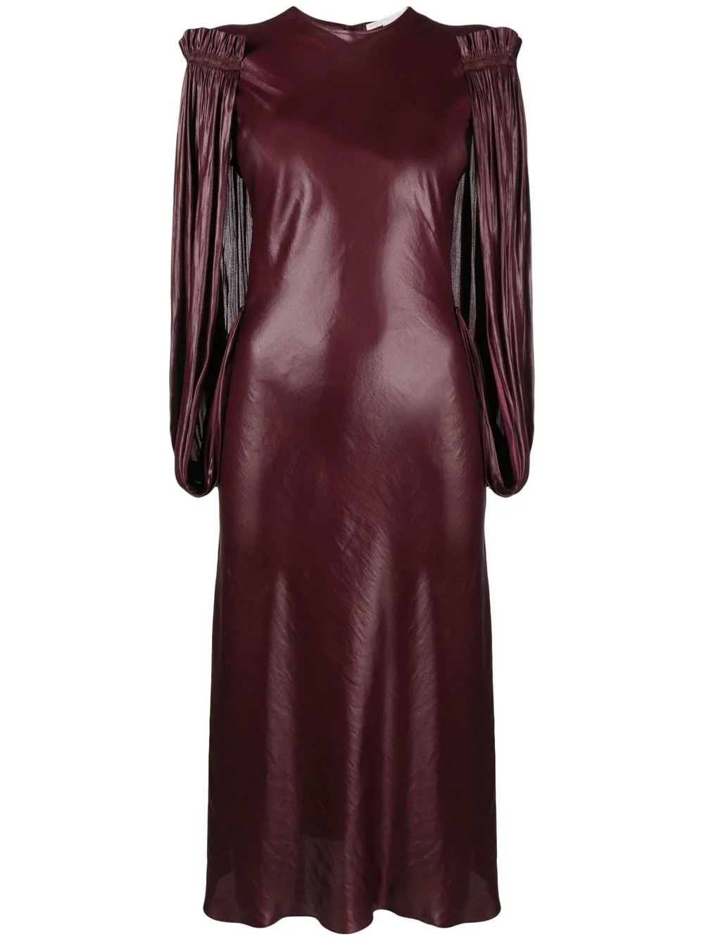 

Stella McCartney vestido midi con mangas drapeadas - Morado