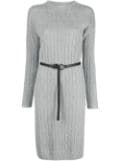 Peserico cable-knit belted dress - Grey