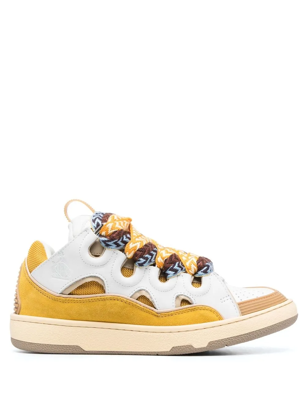 Lanvin 30mm Curb Leather & Mesh Sneakers In White