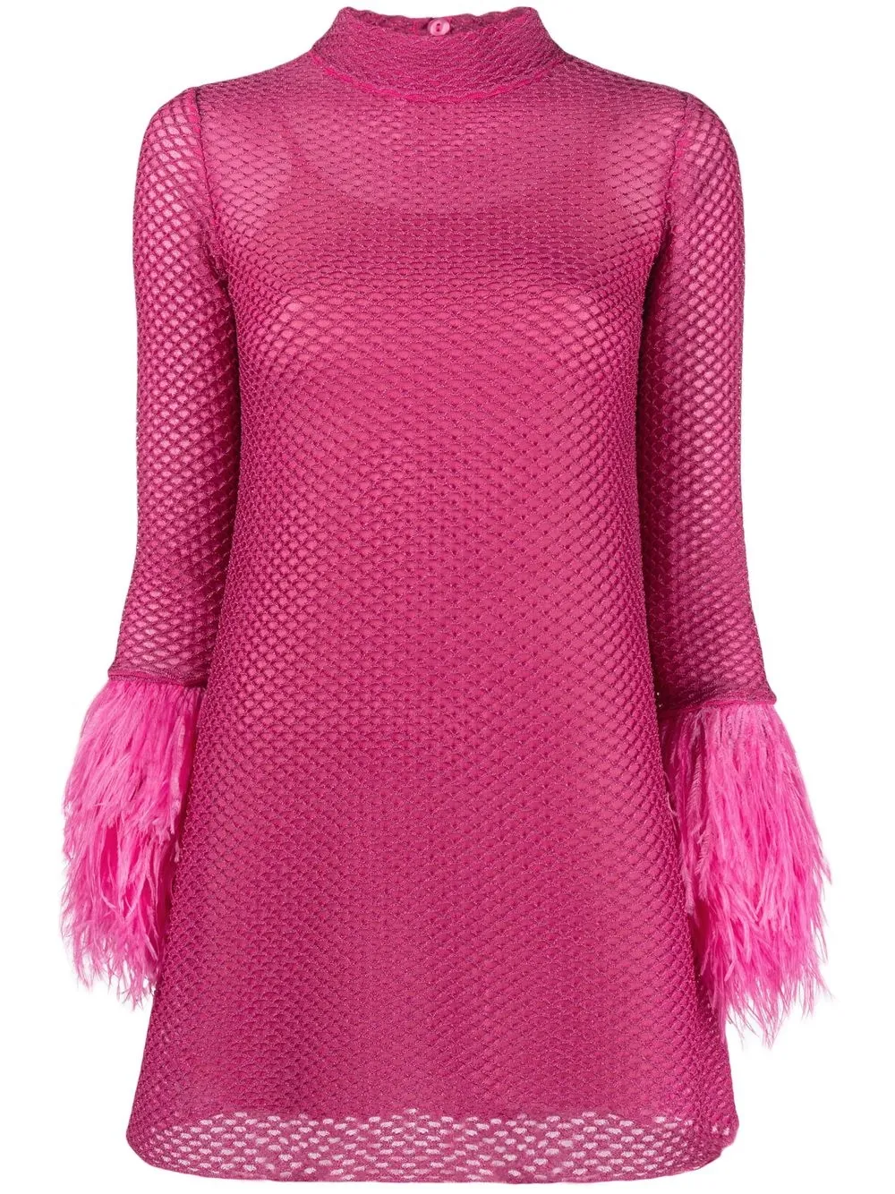 

Antonino Valenti mesh-overlay feather-detail dress - Pink