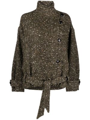 Blu Giacca con scollo a V in tweed Farfetch Donna Abbigliamento Cappotti e giubbotti Giacche Giacche in tweed 