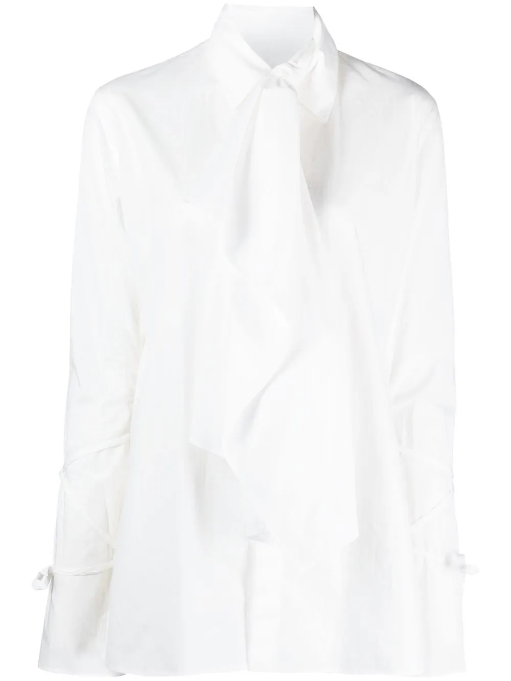 

Yohji Yamamoto camisa con moño en el cuello - Blanco