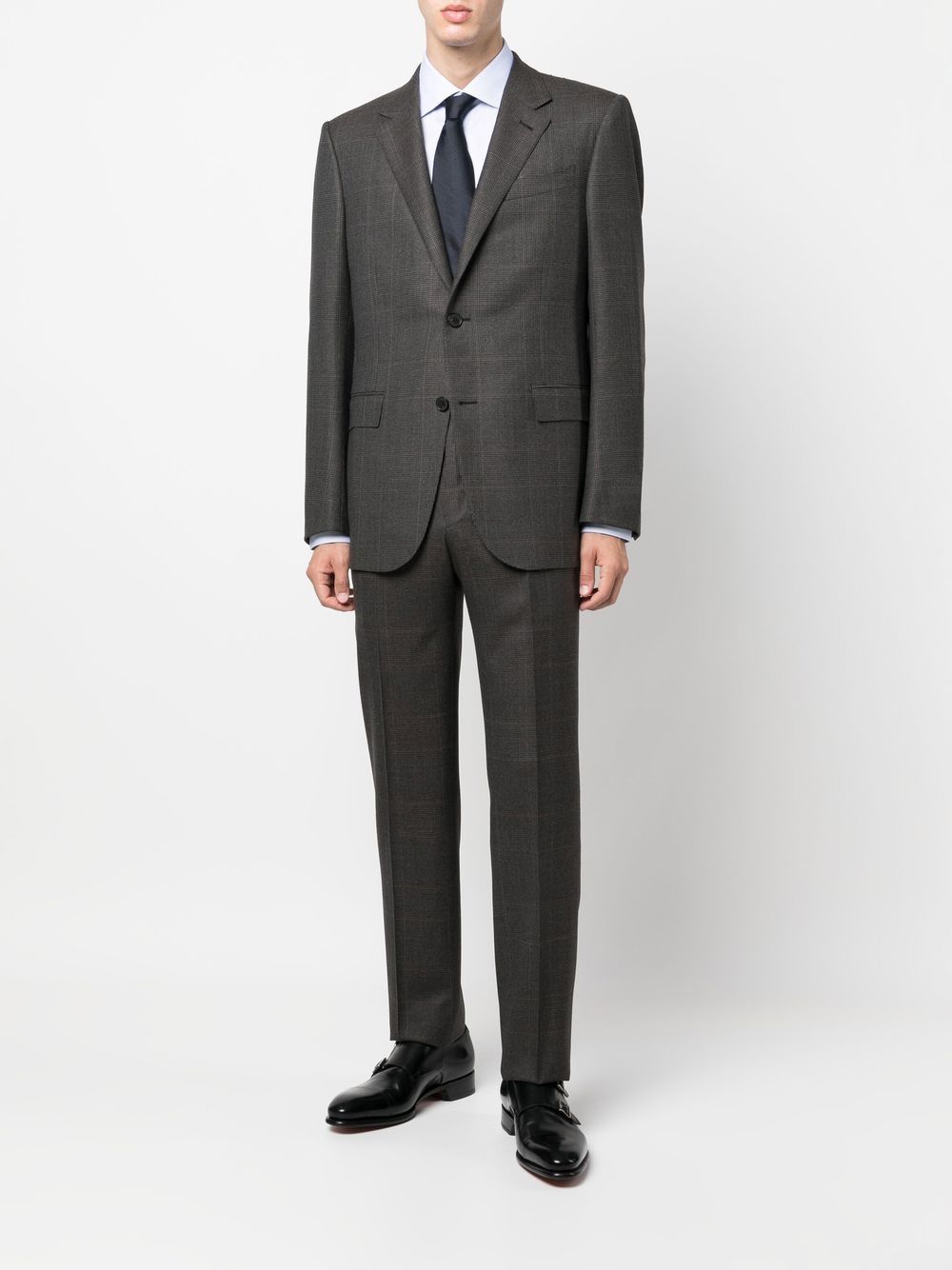 Shop Zegna Check-print Wool Suit In Grey