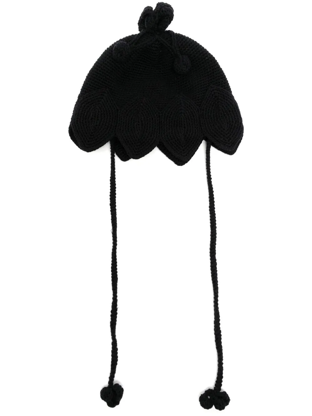 

Sara Lanzi scallop-hem wool beanie - Black