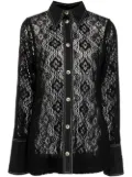 GANNI lace long-sleeve shirt - Black