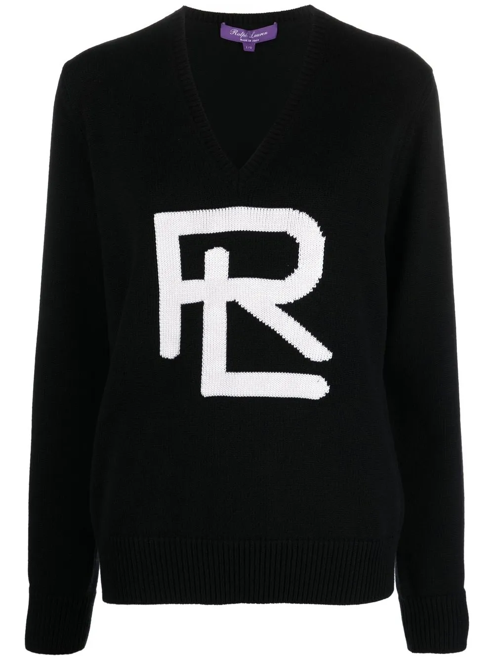 

Ralph Lauren Collection logo-knit V-neck jumper - Black