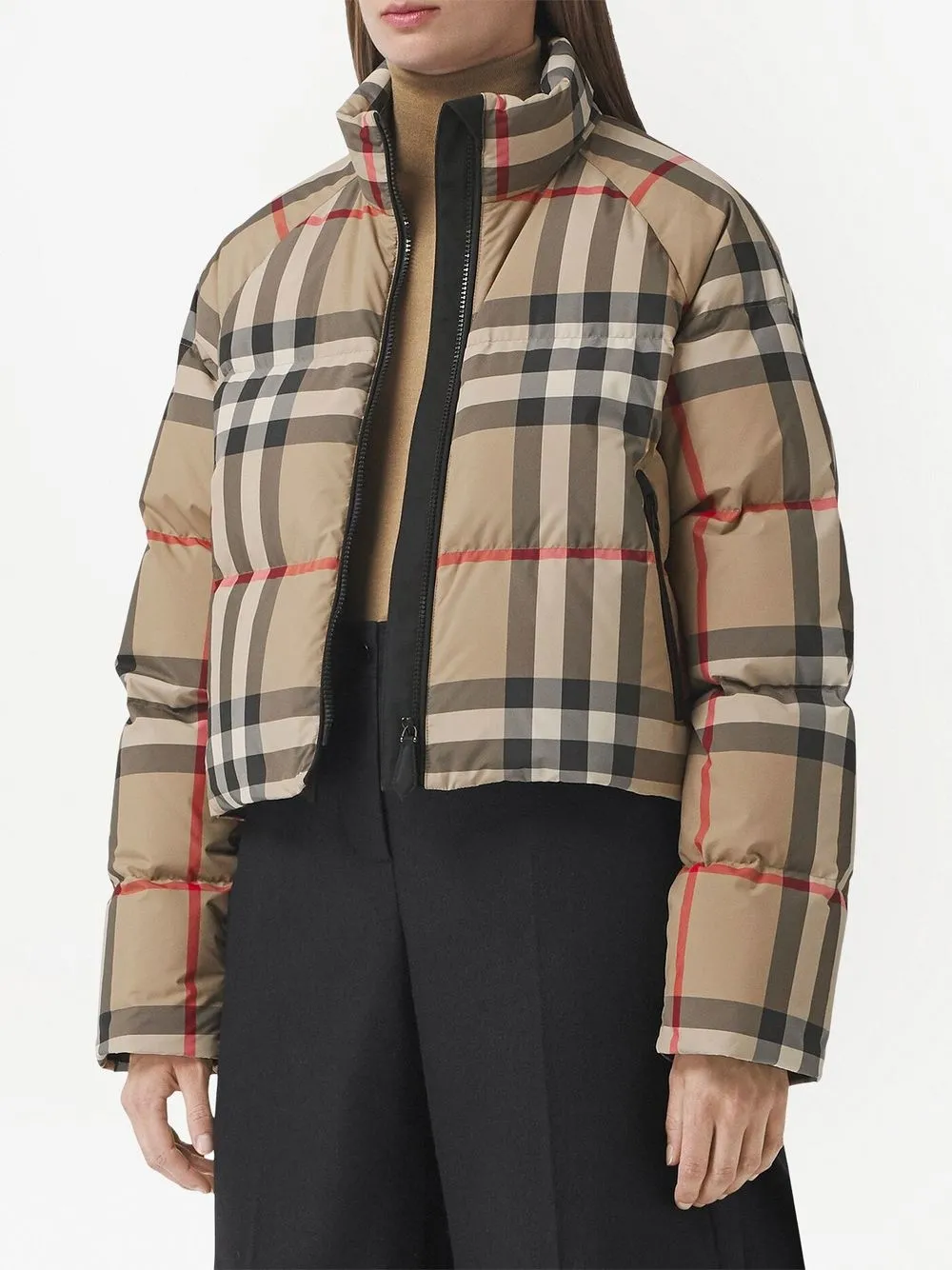 Checked puffer cheap jacket womens