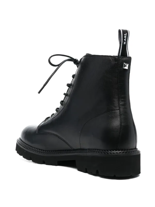 KARL LAGERFELD ロゴ ディテール アンクルブーツ Karl Lagerfeld logo-print Leather Ankle Boots | Black