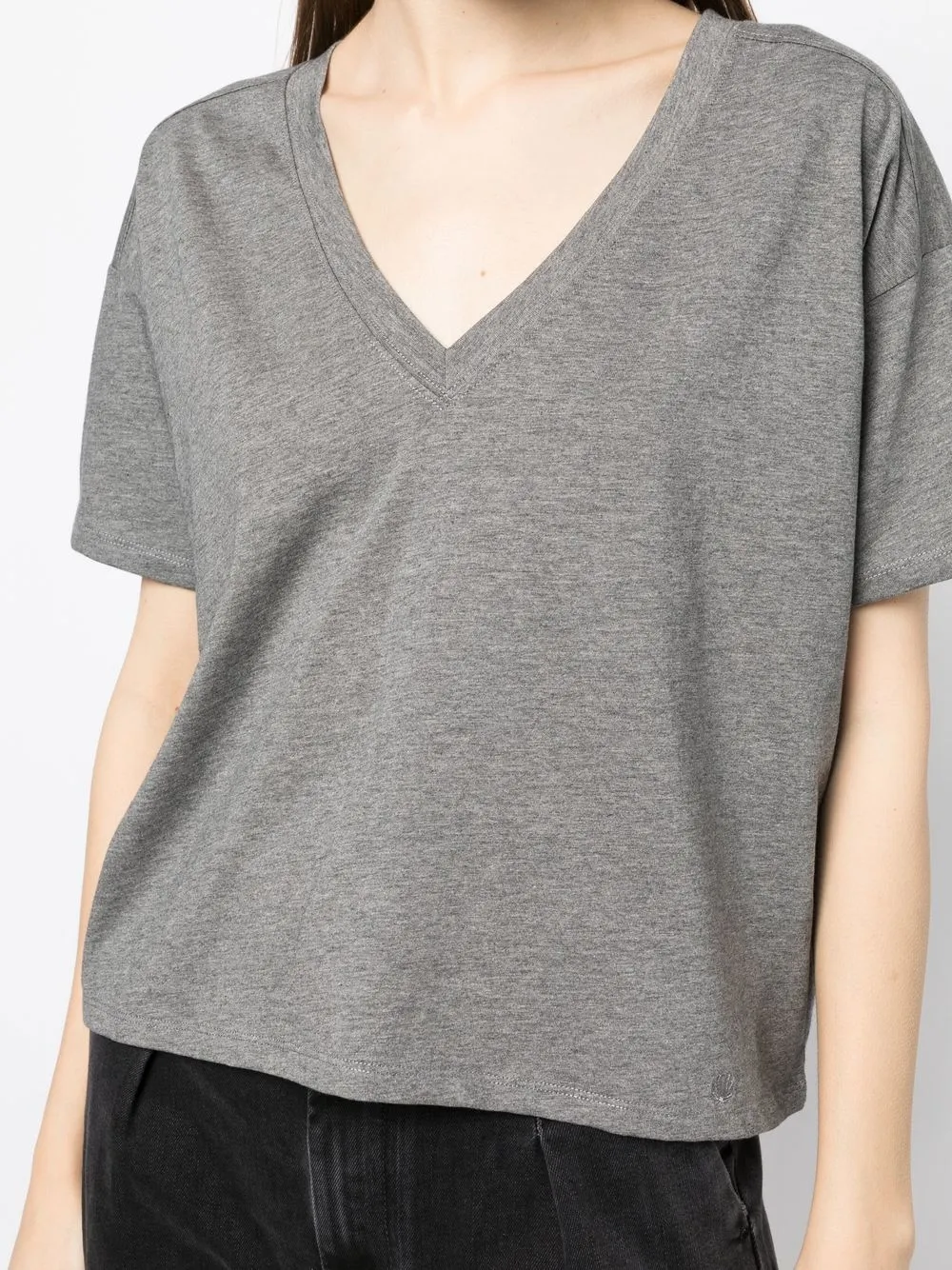 Shop Loulou Studio V-neck Pima Cotton T-shirt In Grau