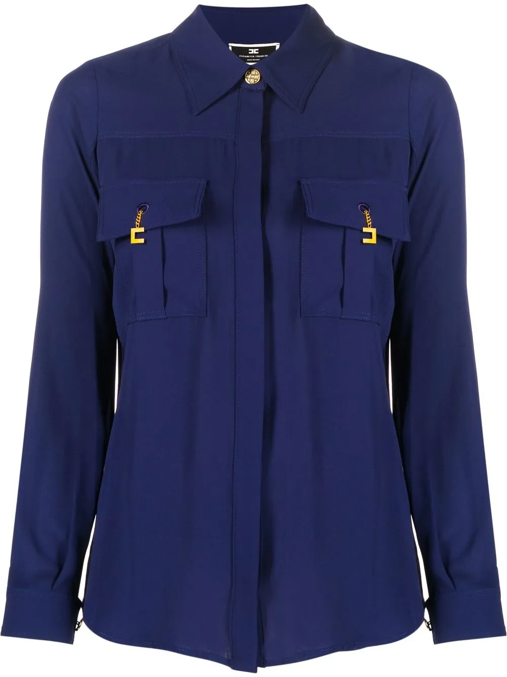 

Elisabetta Franchi camisa manga larga con detalles de dije - Azul