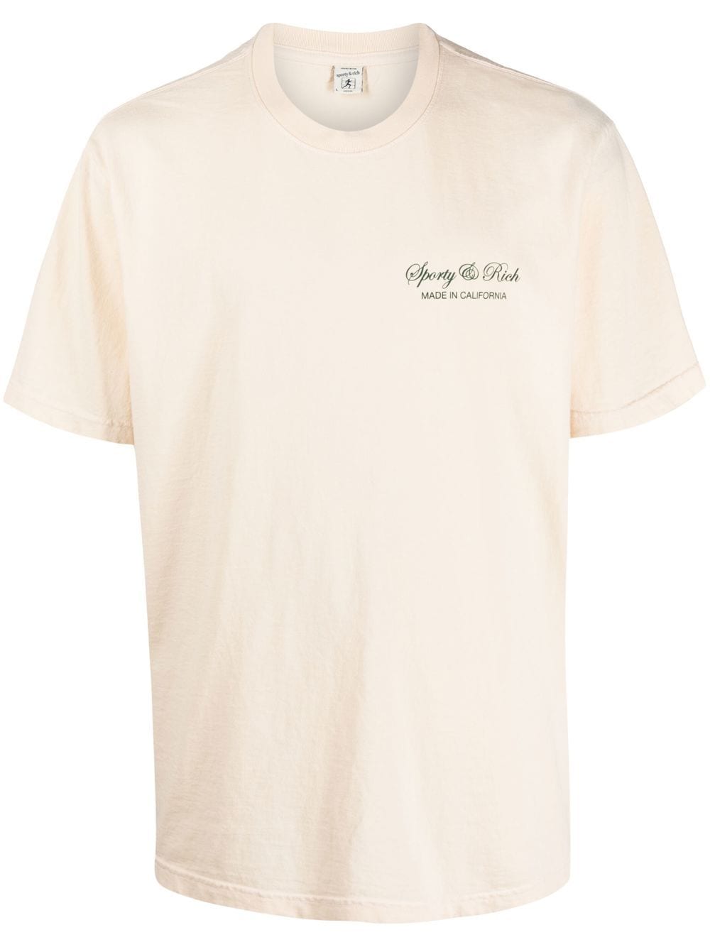 Sporty And Rich Slogan-print Cotton T-shirt In Cream/forest Green