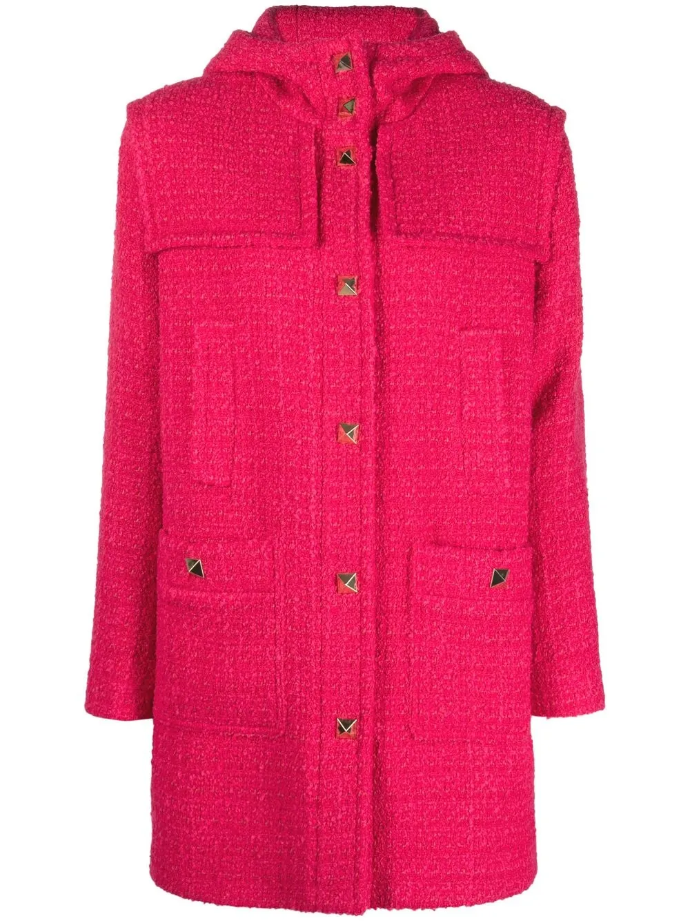 

Valentino Rockstud-embellished tweed coat - Pink