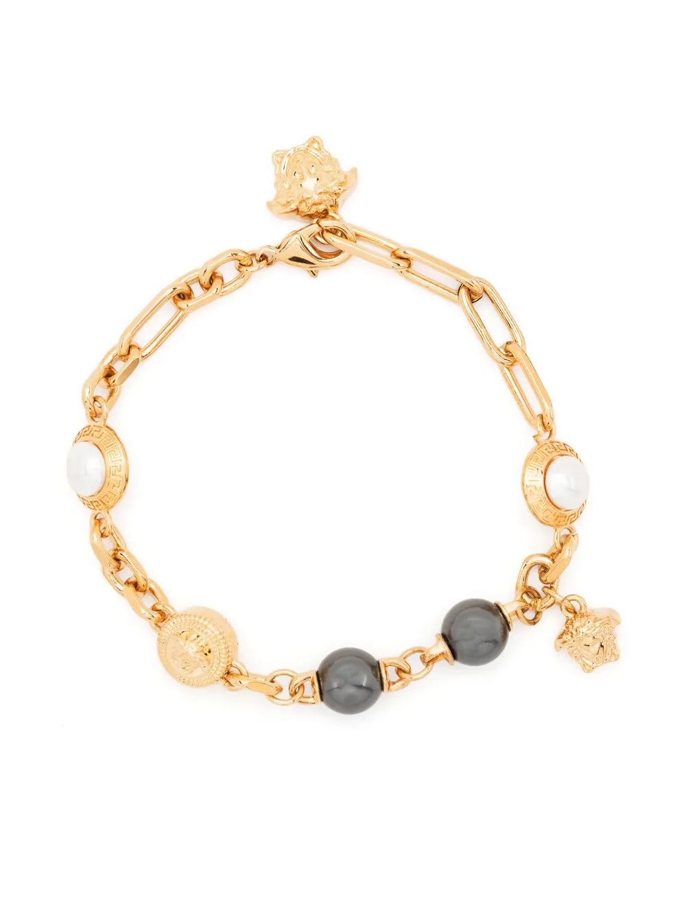 

Versace pulsera de cadena con detalle de gemas - Dorado