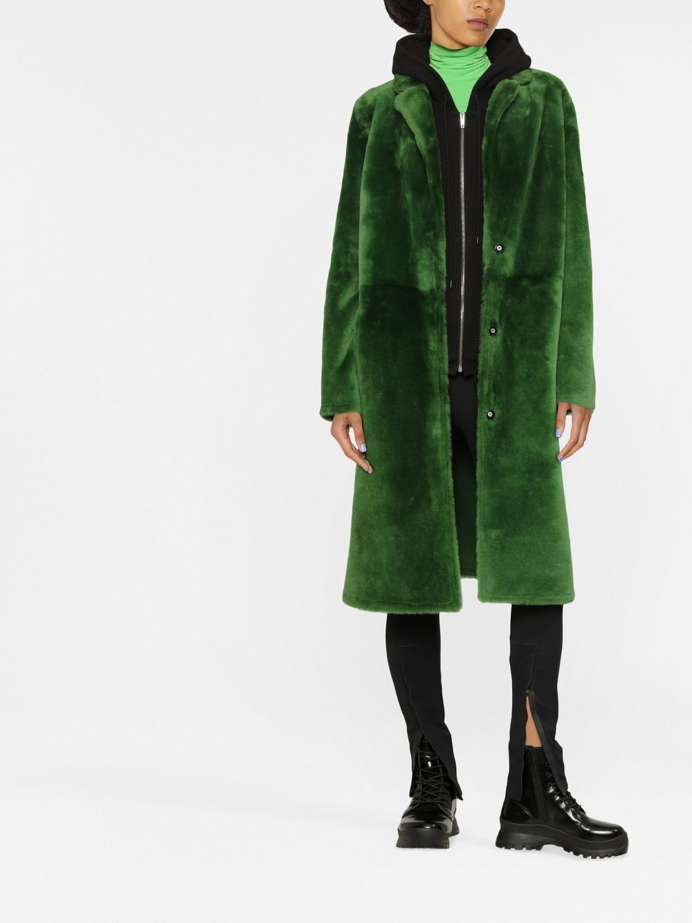Yves Salomon Lammy coat - Groen