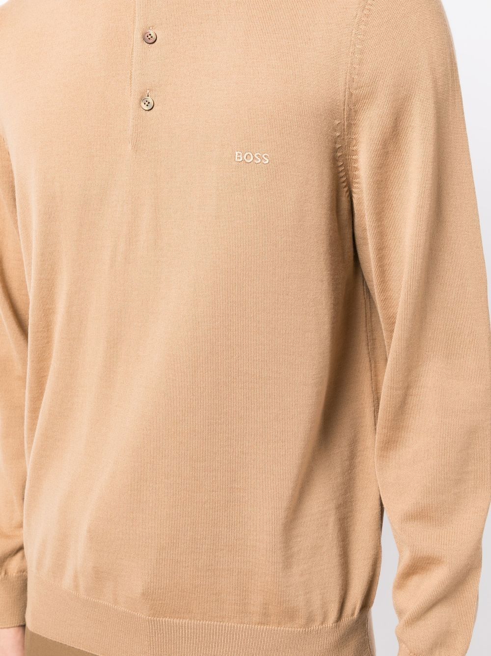 Shop Hugo Boss Bono-l Long-sleeve Polo Shirt In Brown