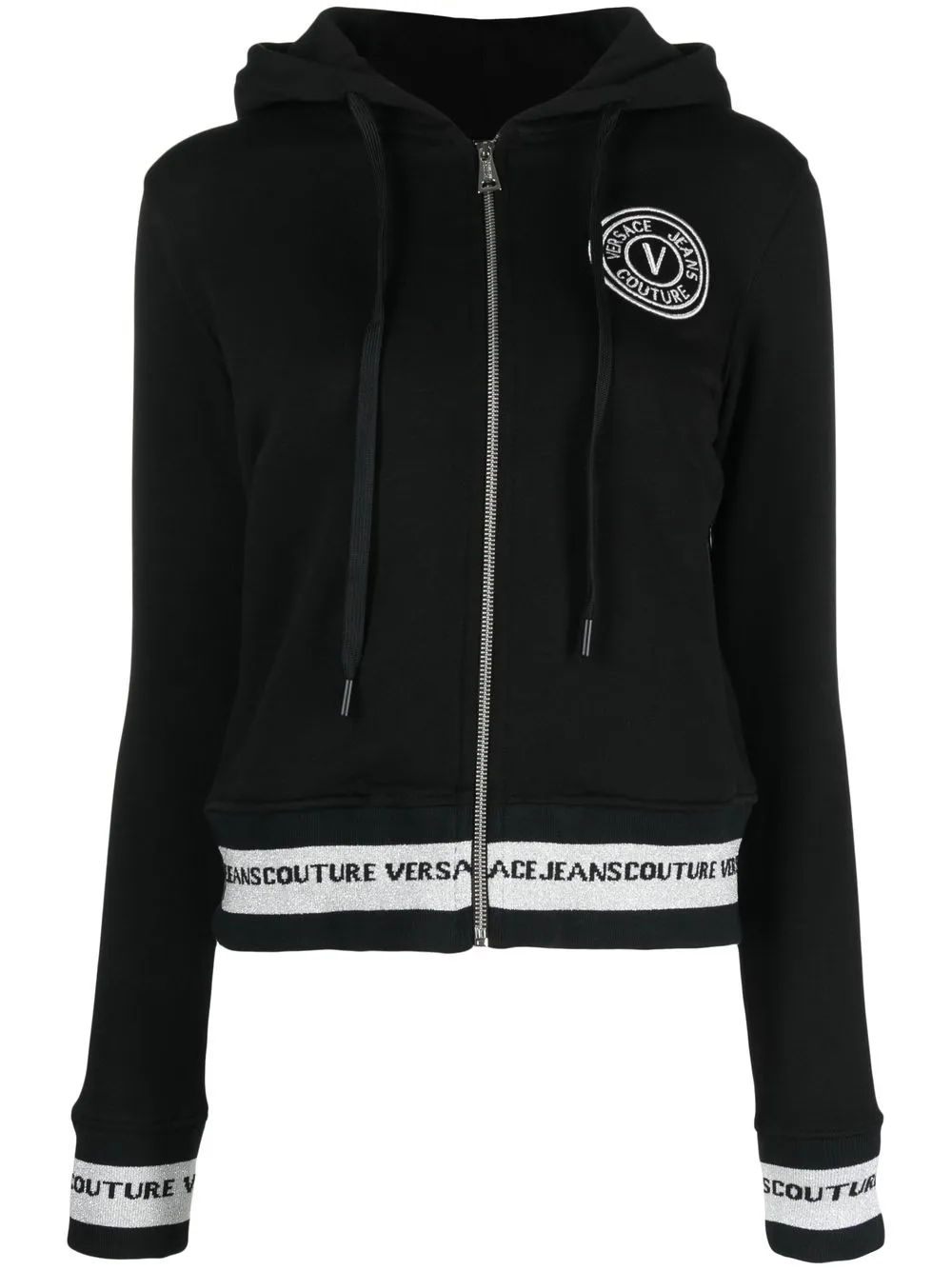 

Versace Jeans Couture hoodie con logo bordado y cierre - Negro