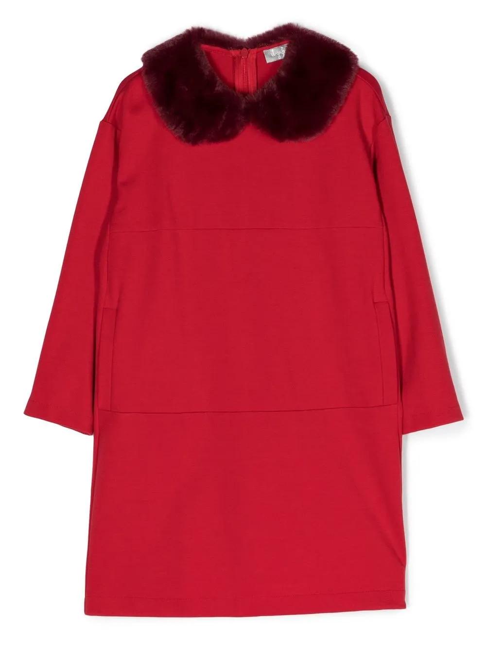 

Il Gufo vestido midi con cuello de pelo artificial - Rojo