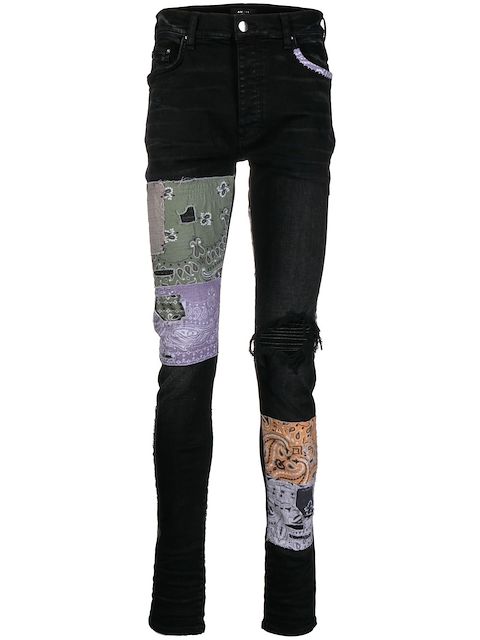 AMIRI distressed patchwork skinny jeans
