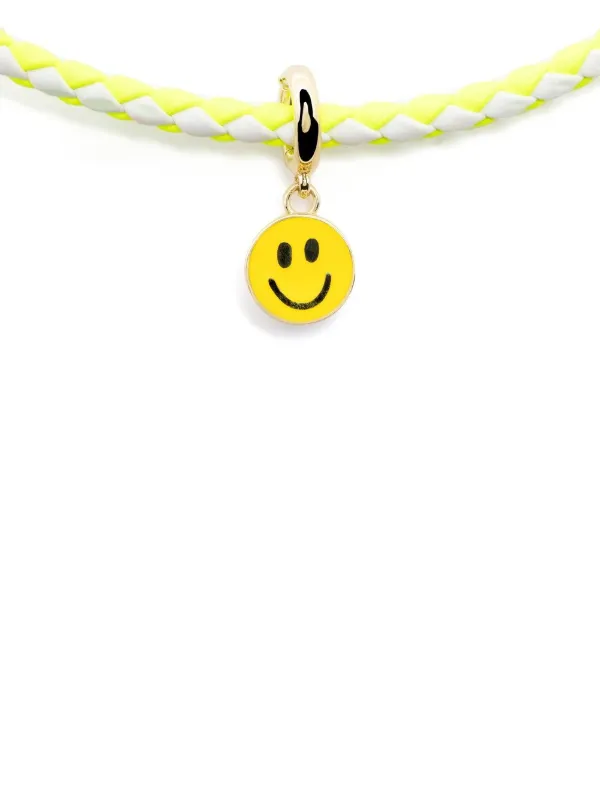 Lauren Rubinski 14kt Yellow Gold Smiley Face Cord Necklace in White