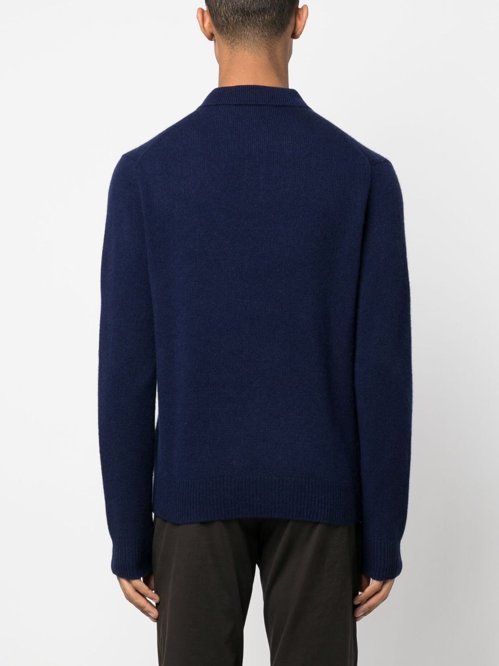 Shop Polo Ralph Lauren Long-sleeved Cashmere Polo Shirt In Blau