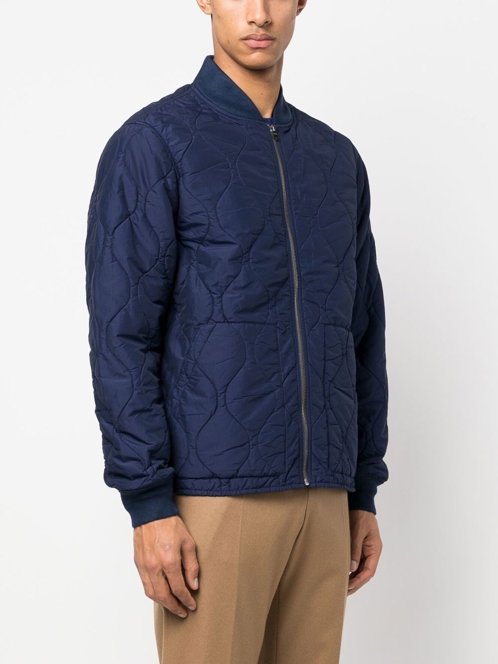 Shop Polo Ralph Lauren Quilted Bomber Jacket In Blue