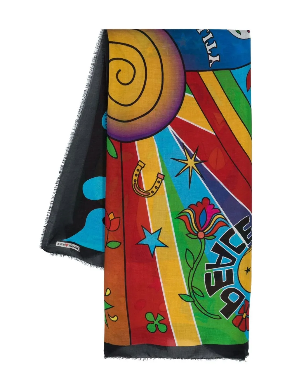 

Faliero Sarti graphic-print frayed scarf - Multicolour