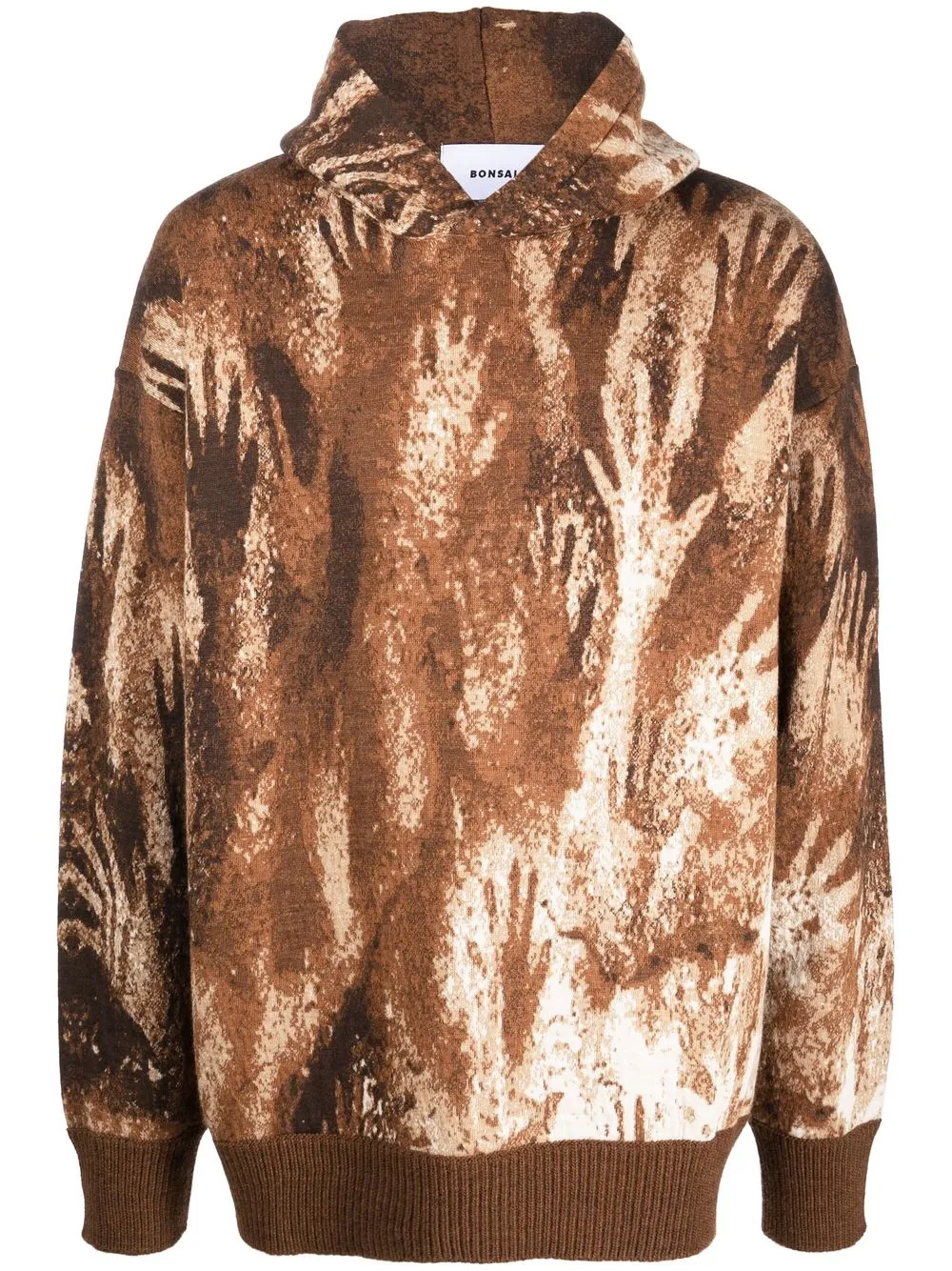 

Bonsai graphic-print hooded jumper - Brown