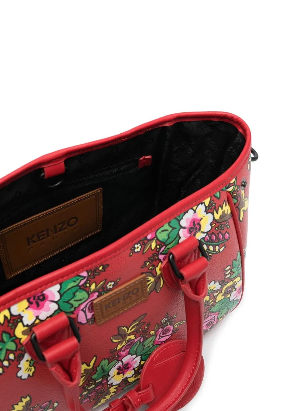 Kenzo Floralprint Leather Tote Bag In Red ModeSens