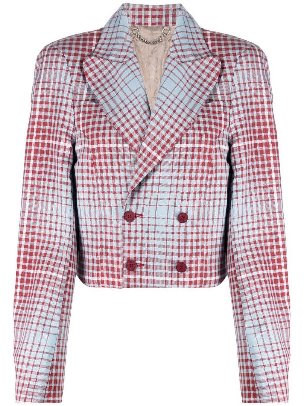 Plaid on sale cropped blazer