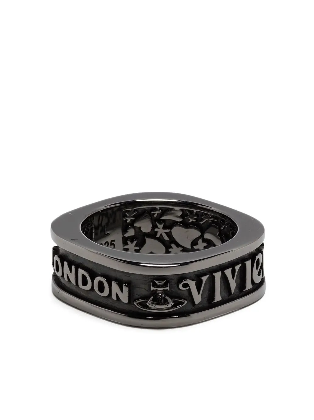 

Vivienne Westwood anillo en plata de ley con logo grabado - Plateado