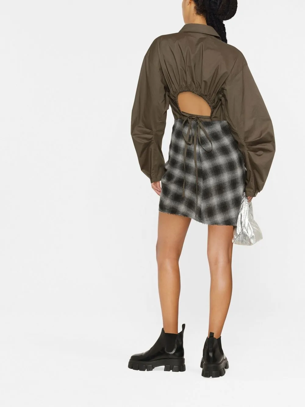 Isabel Marant Étoile Gathered-detail Check-pattern Skirt In Grau
