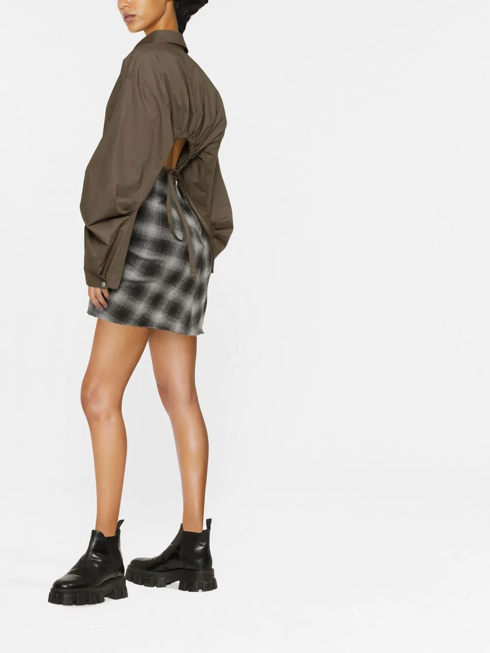 Isabel Marant Étoile Gathered-detail Check-pattern Skirt In Grau